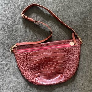 Clare V Brown Crossbody Bag with Crocodile Texture